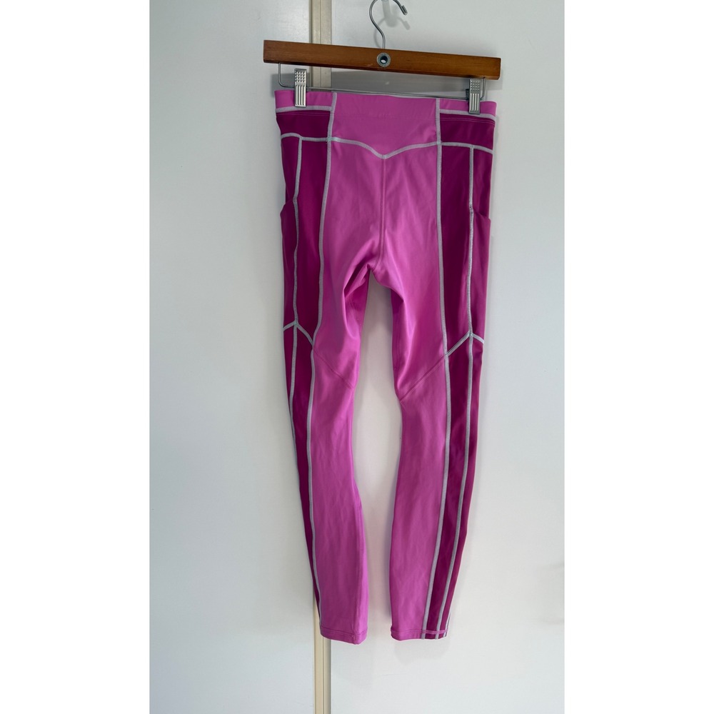 Fabletics Womens Pink Colorblock Pockets Leggings Contrast Stitch Size S - Picture 3 of 6